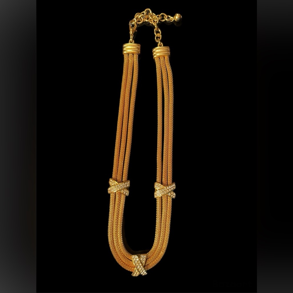 Vintage Unsigned Alice Caviness Mesh Layered Necklace - Picture 2 of 4